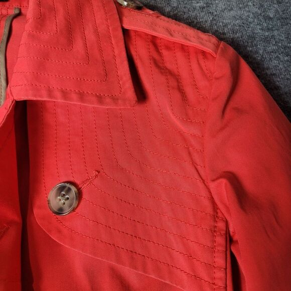 Theory Trench Coat Womens Size P Petite Double Breasted Orange Jacket - Picture 4 of 14
